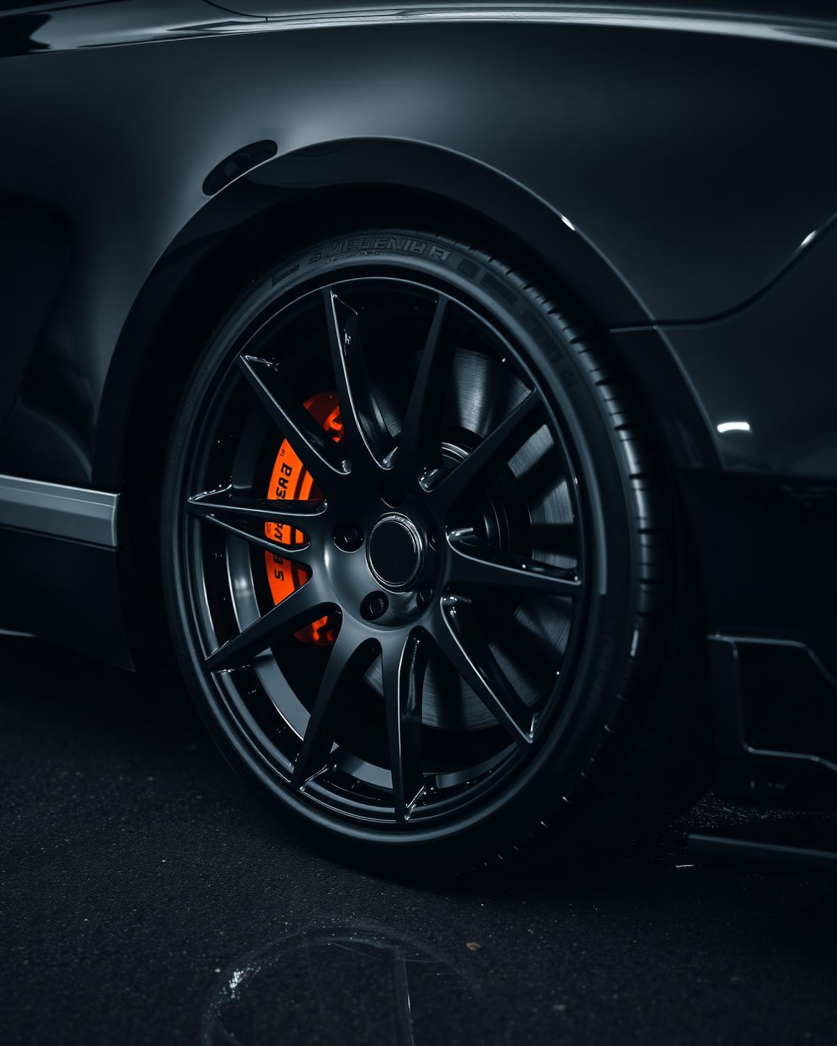 Freshly detailed alloy wheel and tyre
